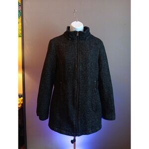 Womans LiZ ClaiBorne Coat Medium Charcoal Black Gray